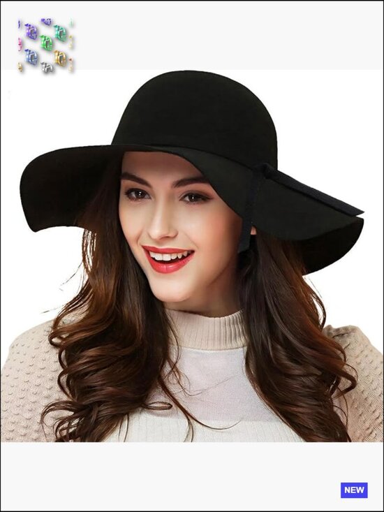100% Wool Felt Floppy Hat Fedora Wide Brim Cloche Bowler Foldable ASSQI Women main image 2